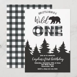 Invitación al Primer Cumpleaños de Wild One Bear c