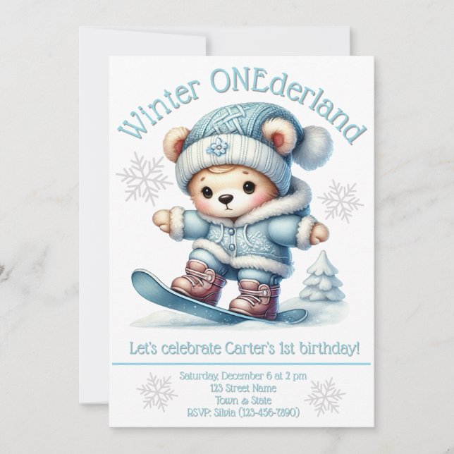 Invitación al primer cumpleaños de Winter ONEderla (Anverso)