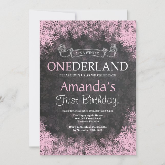 Invitación al primer cumpleaños de Winter Onederla (Anverso)