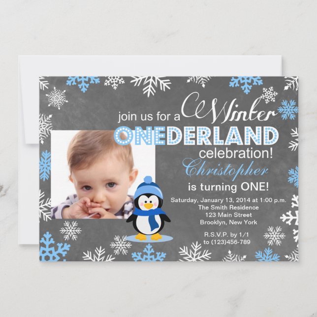 Invitación al primer cumpleaños de Winter ONEderla (Anverso)