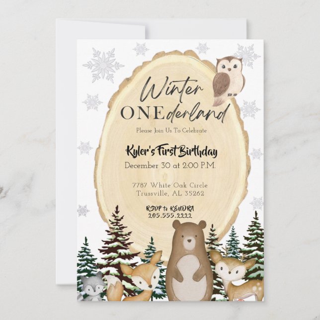 Invitación al primer cumpleaños de Winter ONEderla (Anverso)