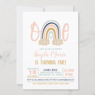 Invitación al primer cumpleaños del arco iris mode
