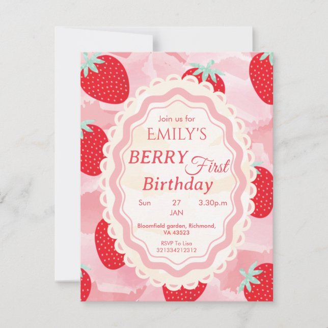 Invitación al Primer Cumpleaños del Bebé (Anverso)