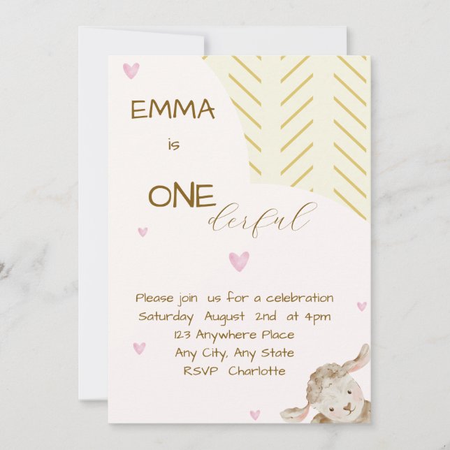 Invitación al primer cumpleaños del bebé (Anverso)