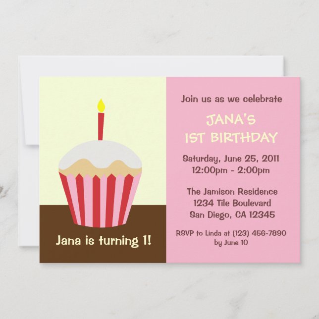 Invitación al primer cumpleaños del bebé (Anverso)