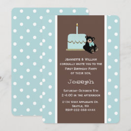 Invitación al primer cumpleaños del bebé azul y ma