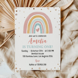Invitación al primer cumpleaños del Boho Rainbow P