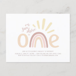 Invitación al primer cumpleaños del Boho Rainbow y