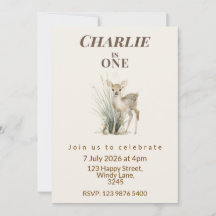 Invitación al Primer Cumpleaños del Ciervo del Bos