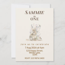 Invitación al Primer Cumpleaños del Conejo del Bos