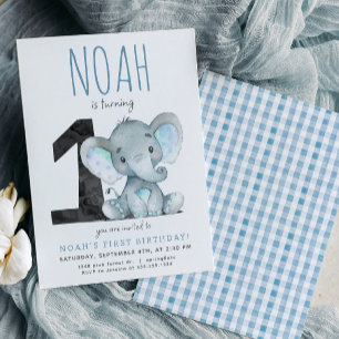 Invitación al primer cumpleaños del Elefante Azul