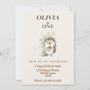 Invitación al Primer Cumpleaños del Erizo del Bosq
