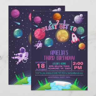 Invitación al primer cumpleaños del espacio - Chic