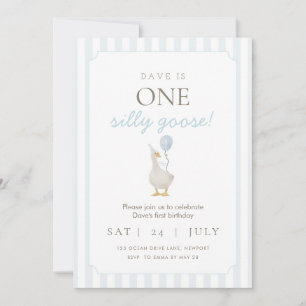 Invitación al primer cumpleaños del ganso tonto az