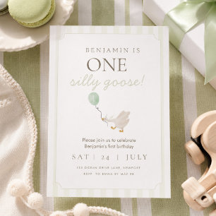 Invitación al Primer Cumpleaños del Ganso Tonto Ve