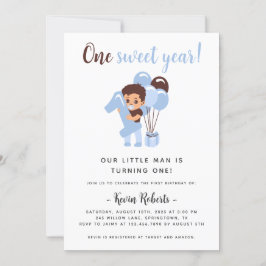 Invitación al primer cumpleaños del niño con el gr