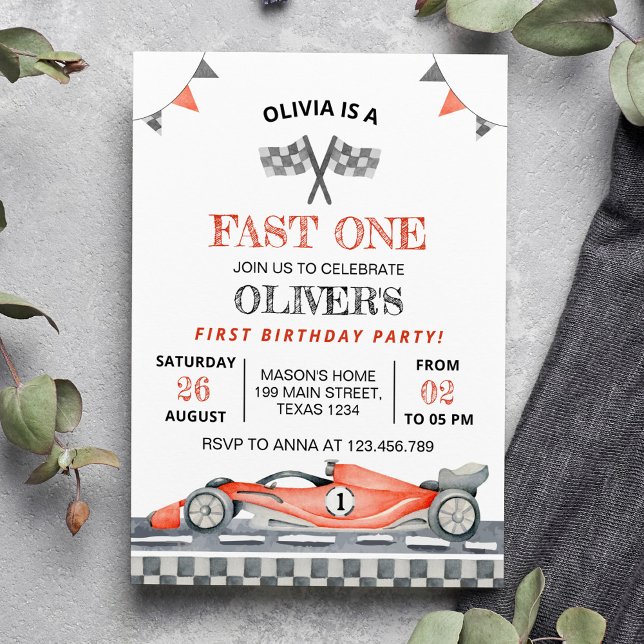 Invitación al primer cumpleaños del niño de Fast O (Subido por el creador)