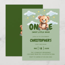 Invitación al primer cumpleaños del oso