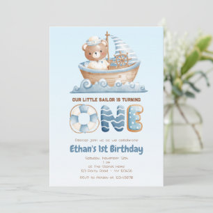 Invitación al primer cumpleaños del oso náutico -
