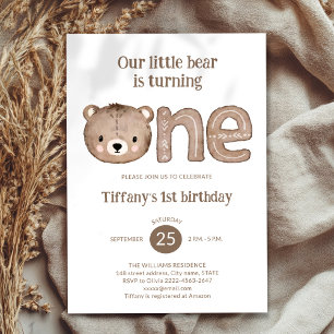 Invitación al primer cumpleaños del oso pequeño li