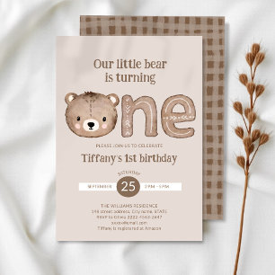 Invitación al primer cumpleaños del oso pequeño li