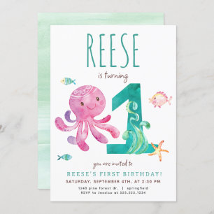 Invitación al primer cumpleaños del pulpo