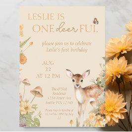 Invitación al primer cumpleaños del Woodland Deer
