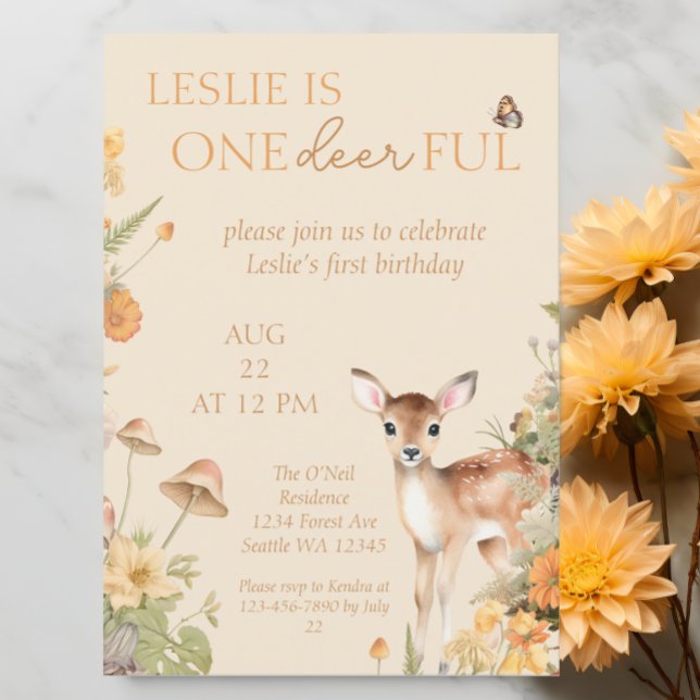 Invitación al primer cumpleaños del Woodland Deer  (Subido por el creador)