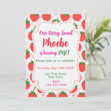 Invitación al Primer Cumpleaños Fresa y Dulce de F