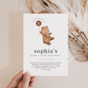 Invitación al primer cumpleaños Globo de Terracott