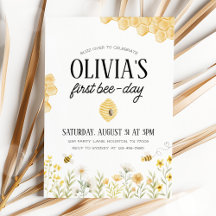 Invitación al primer día de la abeja cumpleaños de