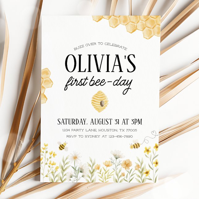Invitación al primer día de la abeja cumpleaños de (Subido por el creador)