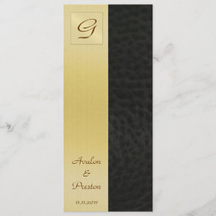 Invitación al programa de matrimonio de cuero negr