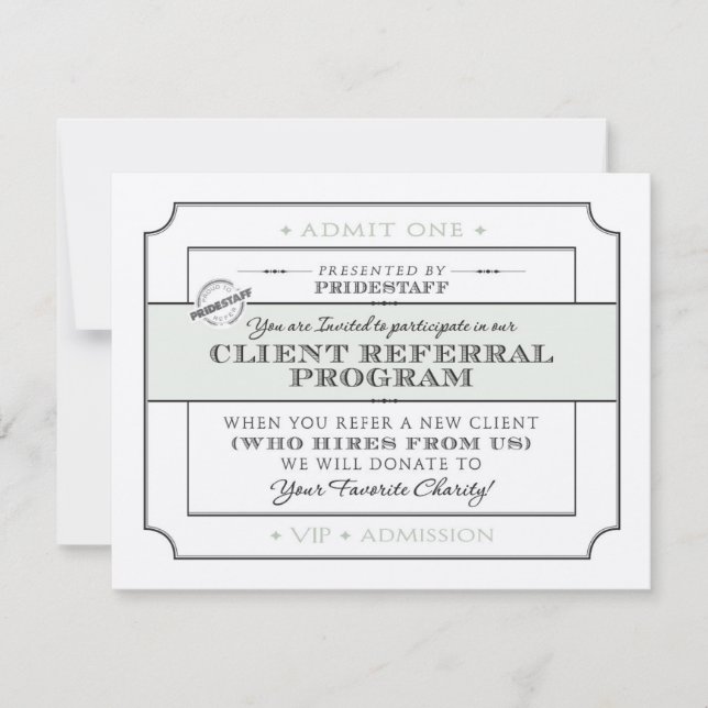 Invitación al programa de referencia de cliente (Anverso)