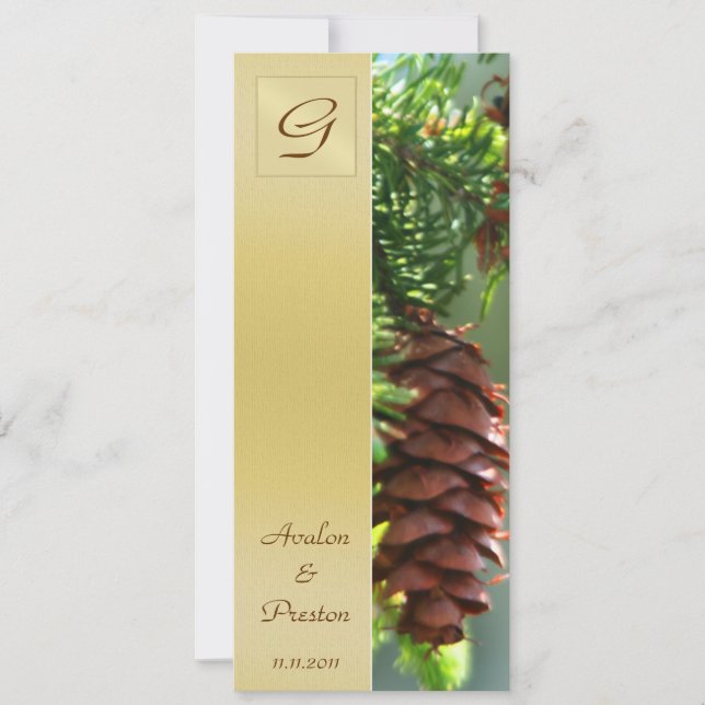 Invitación al programa Monogram Winter Pinecone (Anverso)