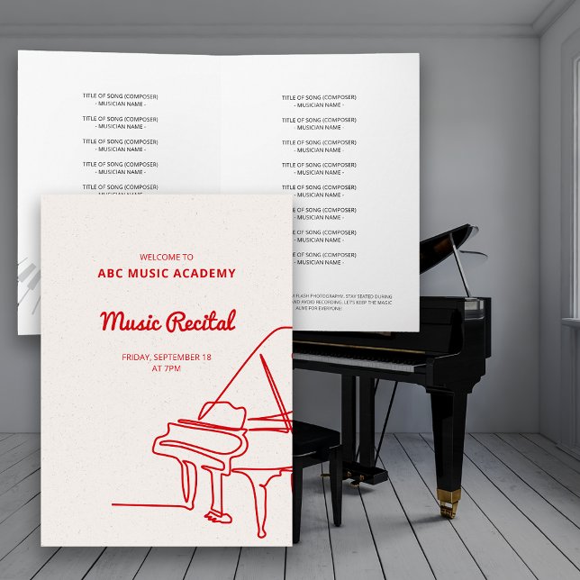 Invitación al Programa Recital de Música de Grand  (Line Grand Piano Music Recital Program Invitation)