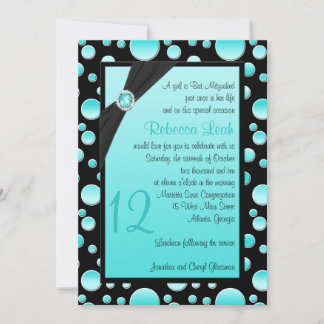 Invitación al punto de puntos de polka negro y Aqu