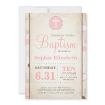 Invitación al Punto Polka Rosa del Bautismo - Niña