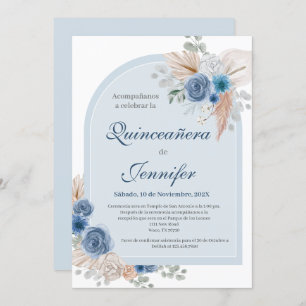 Invitación al Quinceanera azul Boho
