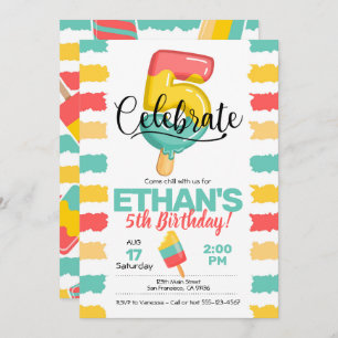 Invitación al quinto cumpleaños con Popsicle