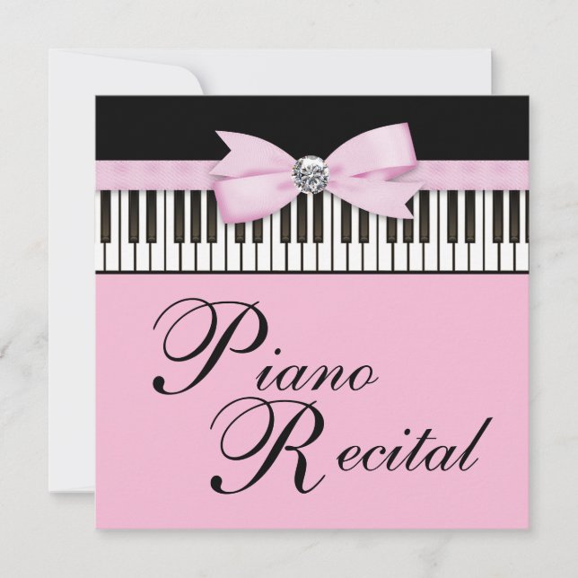 Invitación al Recital de Teclas de Piano Rosadas N (Anverso)
