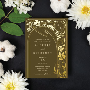 Invitación al Relieve metalizado Art Nouveau Arch 