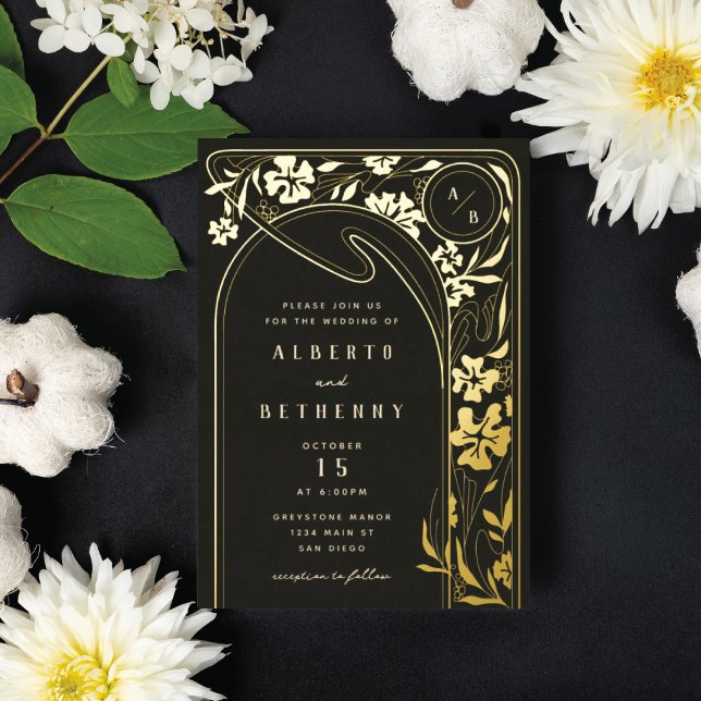 Invitación al Relieve metalizado Art Nouveau Arch  (Subido por el creador)