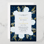 Invitación al Relieve metalizado azul Boda Rosas c<br><div class="desc">Suite boda crema y rosa inspirada en rosas de jardín ingleses Azul</div>