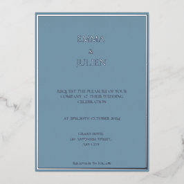 Invitación al Relieve metalizado azul turbulento y