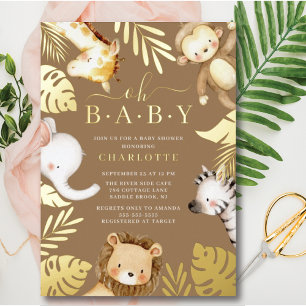 Invitación al Relieve metalizado Baby Shower Baby