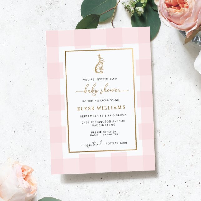 Invitación al Relieve metalizado Baby Shower Bunny (Subido por el creador)