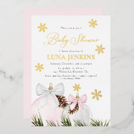 Invitación al Relieve metalizado Baby Shower Chica