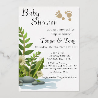 Invitación al Relieve metalizado Baby Shower de bo