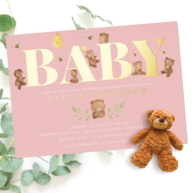 Invitación al Relieve metalizado Baby Shower del o (Subido por el creador)